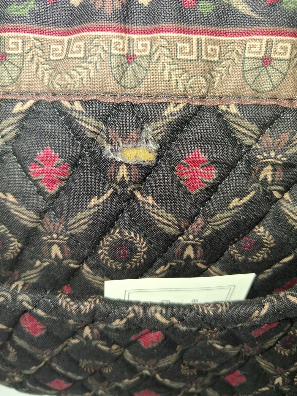 Vera Bradley Quilted Tote in Black with Red & Green Floral Accents - Picture 8 of 8
